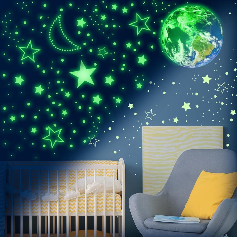 Robmoda 965 PCS Glow in The Dark Stars and Earth for Ceiling, Luminous Stars and Planet Wall Decals, Kids Room Decor, Glowing Galaxy Wall Stickers for Nursery Decorations (Green) - Image 5